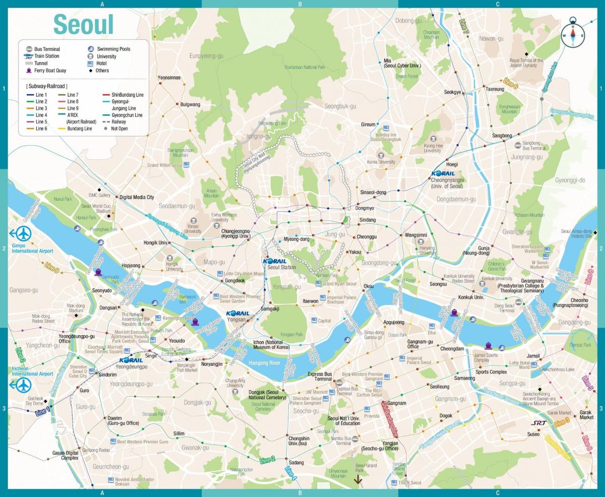 Mapa dworca autobusowego w Seulu