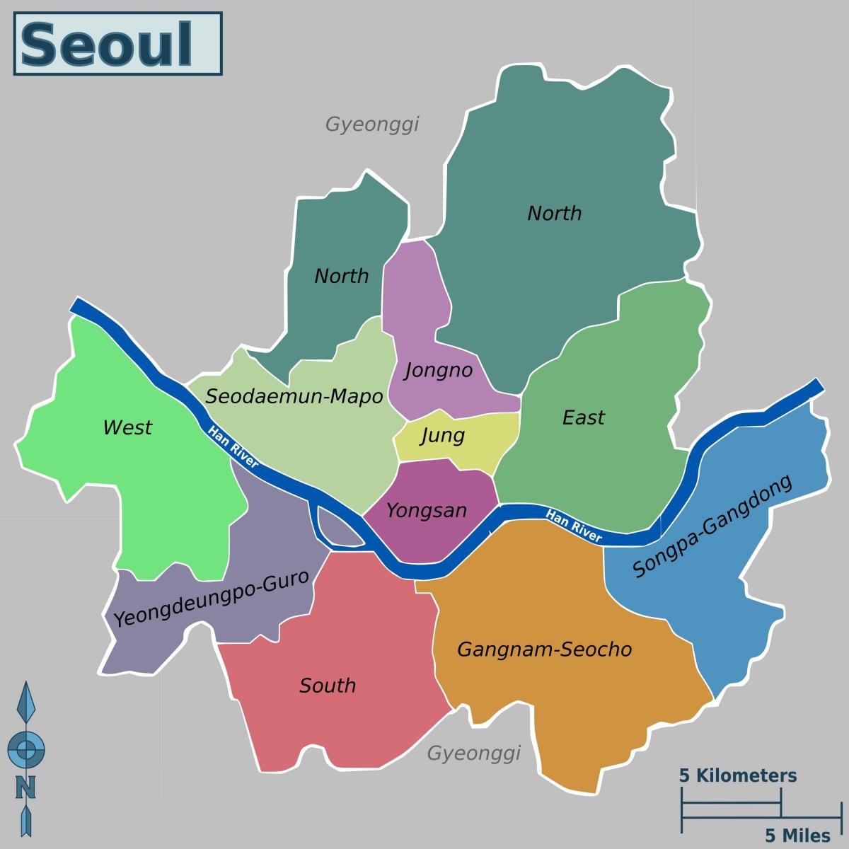 Mapa dzielnic Seulu